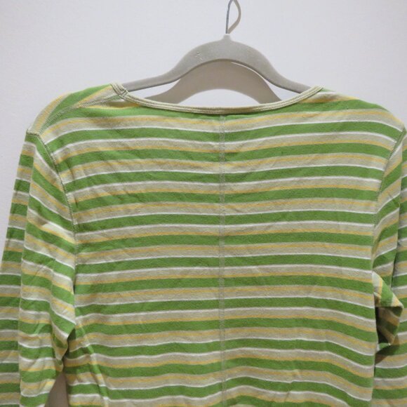 VINTAGE ABERCROMBIE & FITCH Striped V Neck Cotton Tee Top 90s Y2K Friends Size L - Picture 10 of 14